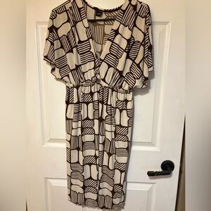 Frederick's of Hollywood Brown and Cream Midi Dress